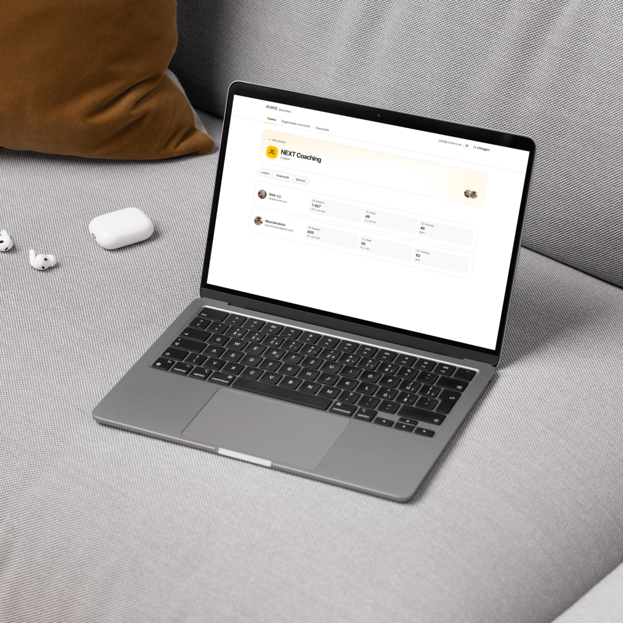 Laptop met het Kuno Business dashboard